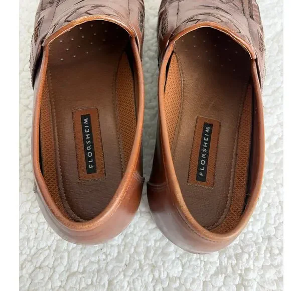 Florsheim Loafers Brown Leather Rattan Slip On Size 10.5 D 11242 - Picture 8 of 9